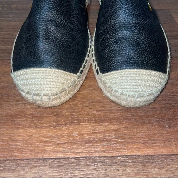 Ralph Lauren Cameryn Espadrille Flat‎ Shoes Tumbled Leather Black Size 9 - Picture 5 of 8